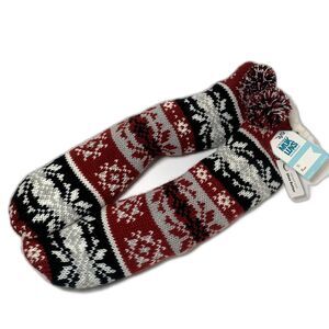 Muk Luks Shea Butter Infused Red Slipper Socks w/Gripper Soles Size S/M 6-8